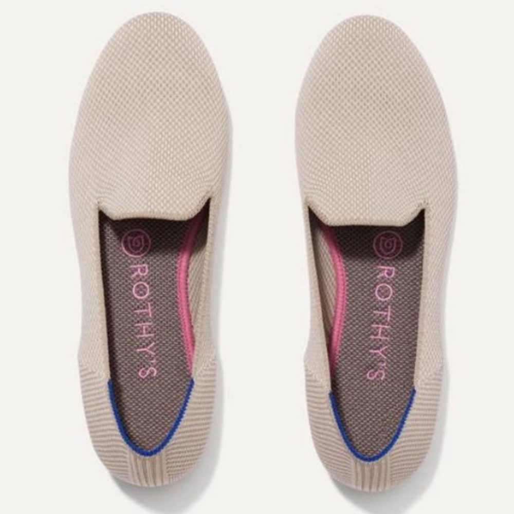 Rothy's Linen Double Stitch Beige Loafer Flat Size 7